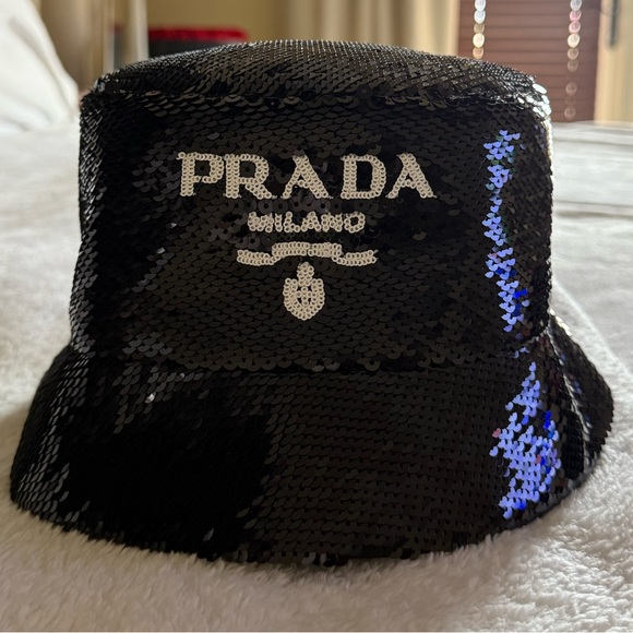 Prada Sequins Logo Bucket Hat - Picture 5 of 6
